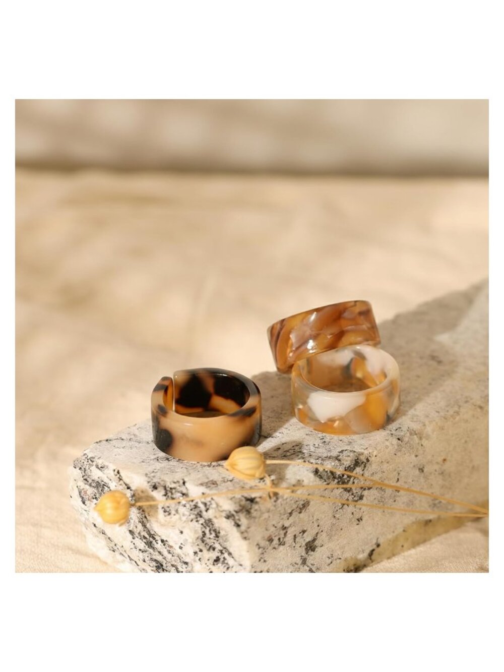 Resin Acrylic Stackable Rings Set for Women - Picture 4 of 7